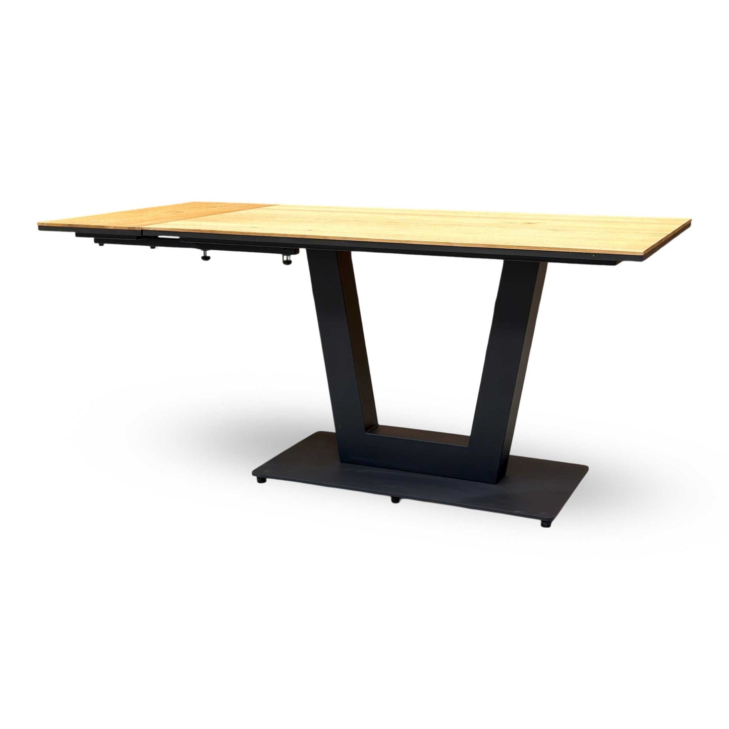 ‘Venus’ Earth Finish Solid Oak 135cm Fixed Dining Table + Extension Leaf