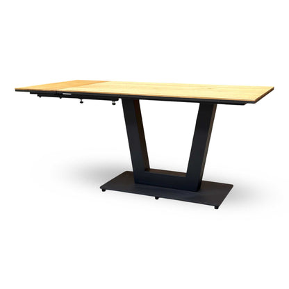‘Venus’ Earth Finish Solid Oak 135cm Fixed Dining Table + Extension Leaf