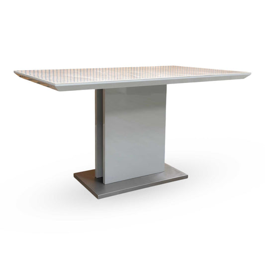 'Grigio' Glossy Marble-Effect Fixed Dining Table