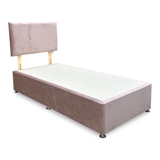 ‘Roma’ Plush Lilac Velvet Headboard + Divan Base