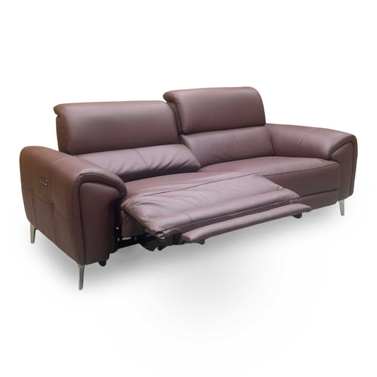 ‘Vino’ Cat-40:30 Oslo Mulberry Burgundy 3 Seater Power Recliner Sofa with Power Headrests
