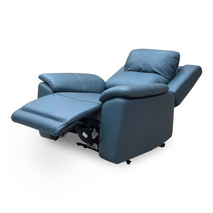‘Utah’ Midnight Jade Teal Matte Le-9324 Leather Power Recliner Armchair with  Power Headrest, Power Lumbar and Heated Seat