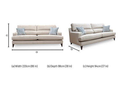 ‘Romilly’ Qui193 Quiet Fawn Oatmeal Wa Ft Velvet 4 Seater Sofa