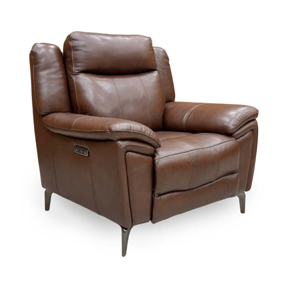 'Panache’ Chocolate Brown Cat-60:08 Leather Power Recliner Chair