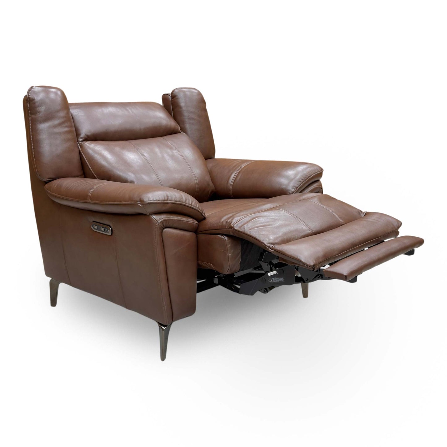 Full view of 'Panache’ Chocolate Brown Cat-60:08 Leather Power Recliner Chair