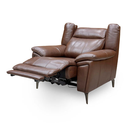 'Panache’ Chocolate Brown Cat-60:08 Leather Power Recliner Chair