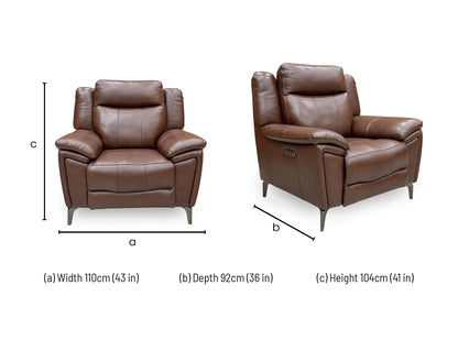 'Panache’ Chocolate Brown Cat-60:08 Leather Power Recliner Chair