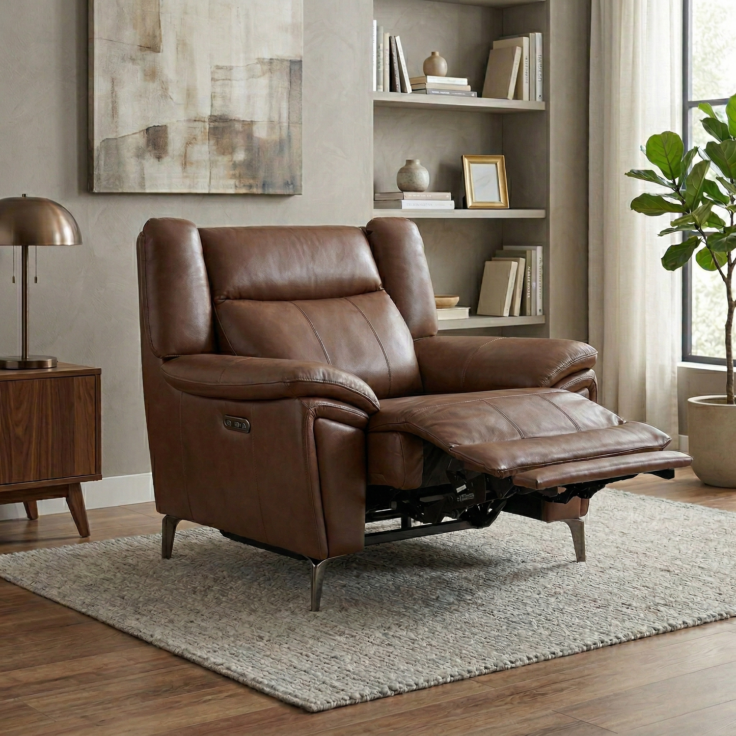 'Panache’ Chocolate Brown Cat-60:08 Leather Power Recliner Chair