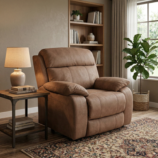 ‘Moreno' Bfa-Blj-R05 Hazelnut Suede Fabric Armchair