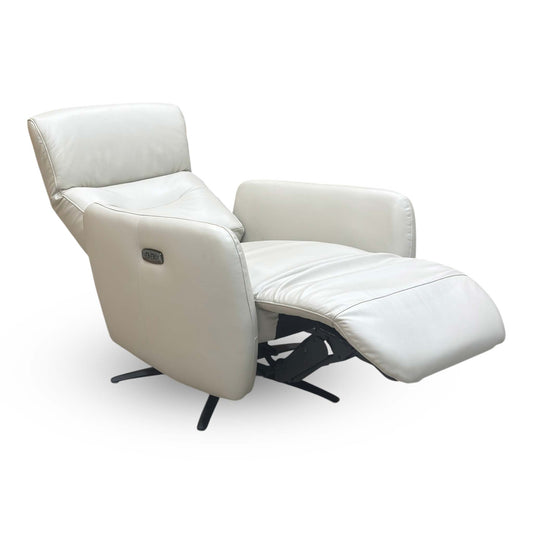 World of Leather Designer Chair Collection ‘Le  Mans’ Bv-041e Dapple Grey Leather Dual Power Recliner Swivel Chair