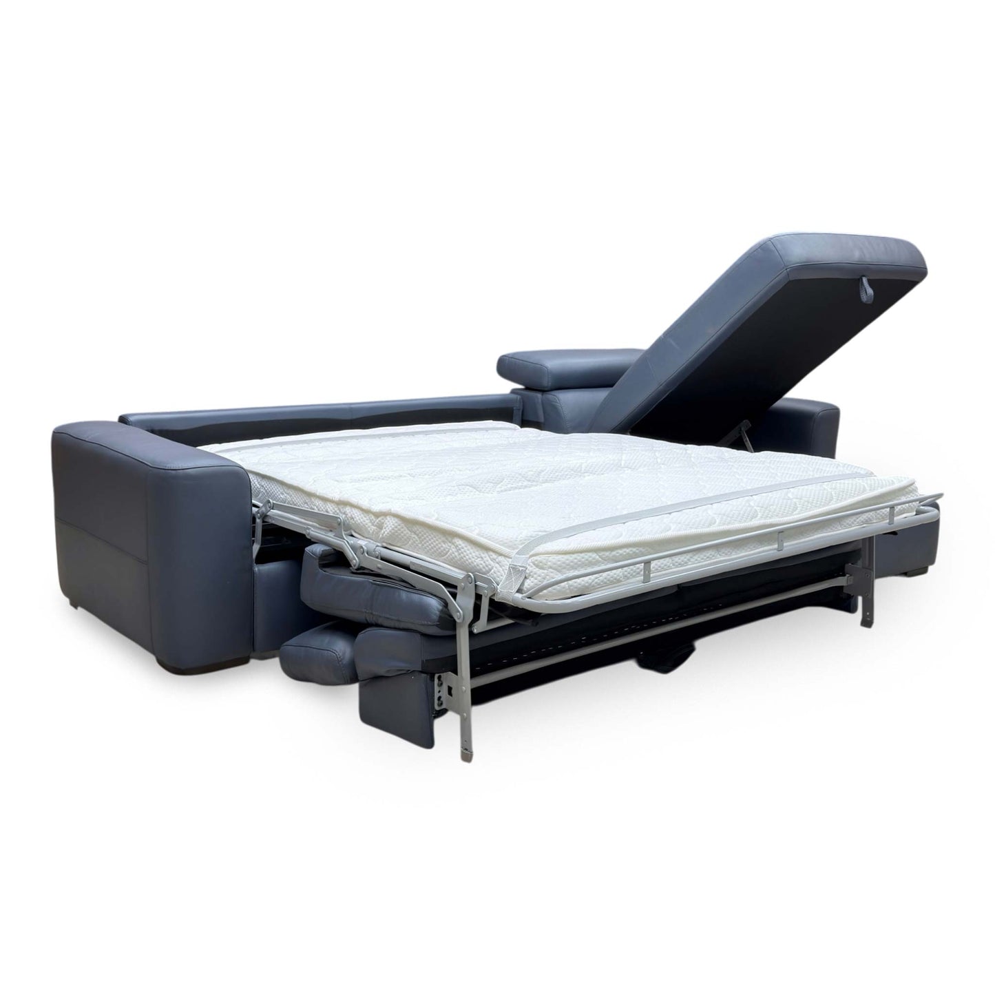 World of Leather ‘Infinity’ Nc-313e Ocean Blue Leather Right Hand Facing Corner Chaise Sofa with Storage