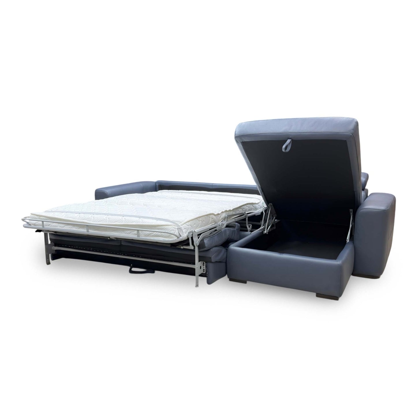 World of Leather ‘Infinity’ Nc-313e Ocean Blue Leather Right Hand Facing Corner Chaise Sofa with Storage