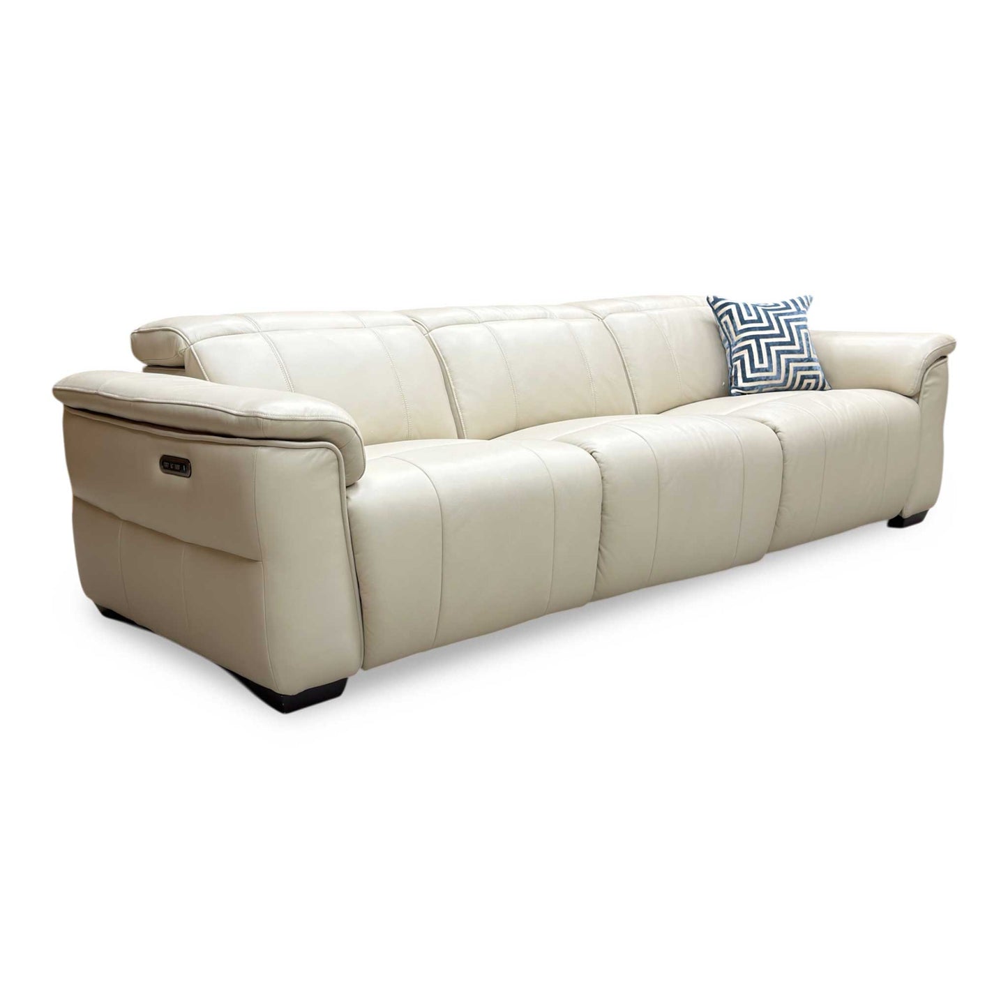 ‘Inca’ Cat-60:05 Bone China Taupe Leather 4 Seater Power Recliner Sofa with Power Headrests