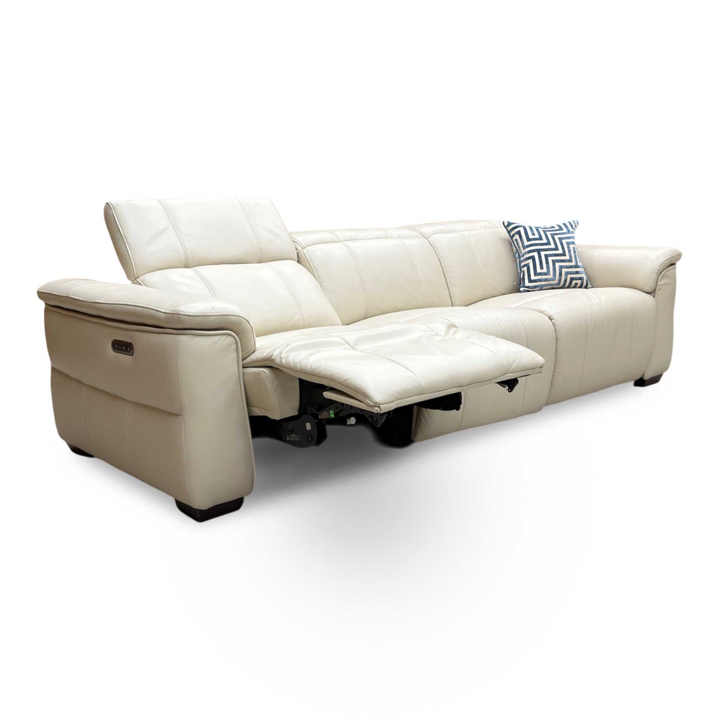 ‘Inca’ Cat-60:05 Bone China Taupe Leather 4 Seater Power Recliner Sofa with Power Headrests