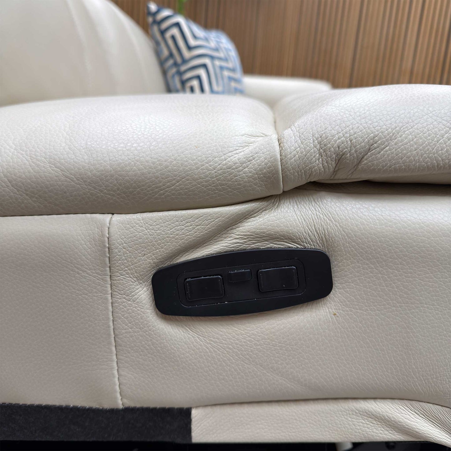 ‘Inca’ Cat-60:05 Bone China Taupe Leather 4 Seater Power Recliner Sofa with Power Headrests