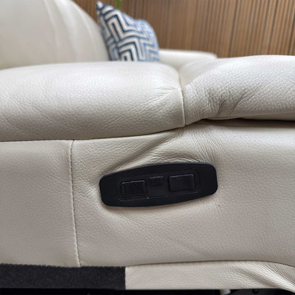 ‘Inca’ Cat-60:05 Bone China Taupe Leather 4 Seater Power Recliner Sofa with Power Headrests