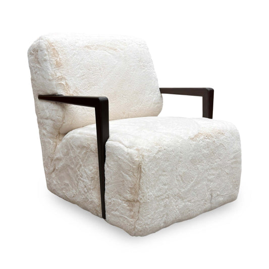 ‘Aura’ Bear Ivory White Dw Faux Fur Swivel Chair