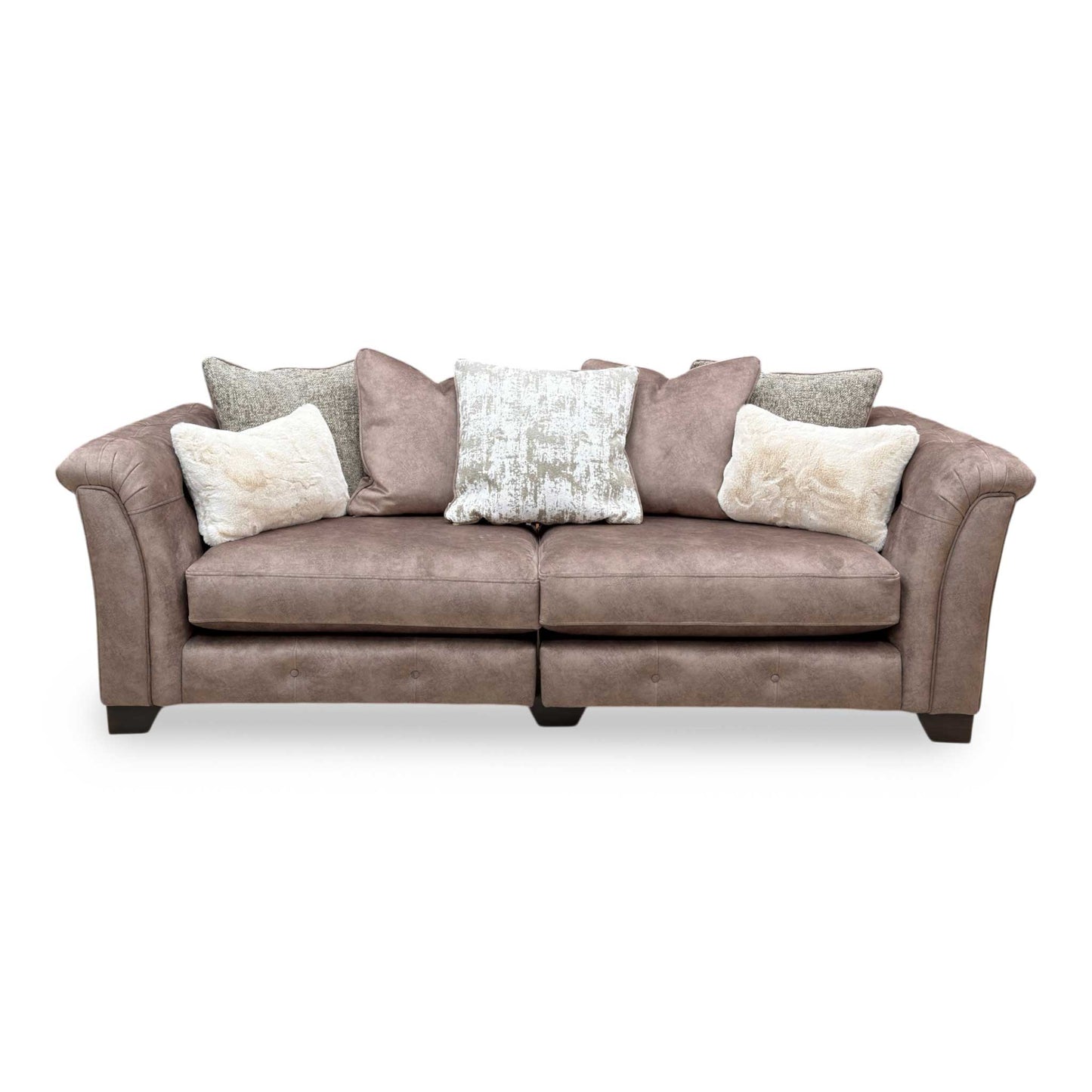 ‘Aura' Kenzo Chocolate Brown Dw Ft Velvet 4 Seater Scatter Back Split Frame Sofa