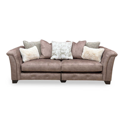 ‘Aura' Kenzo Chocolate Brown Dw Ft Velvet 4 Seater Scatter Back Split Frame Sofa
