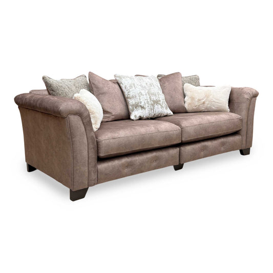 ‘Aura' Kenzo Chocolate Brown Dw Ft Velvet 4 Seater Scatter Back Split Frame Sofa