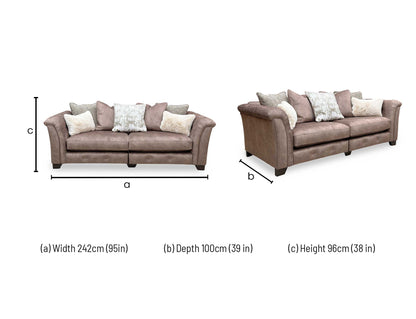‘Aura' Kenzo Chocolate Brown Dw Ft Velvet 4 Seater Scatter Back Split Frame Sofa