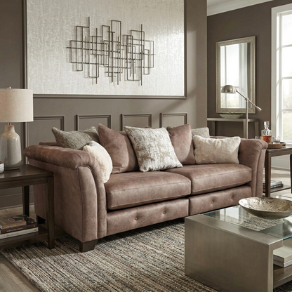 ‘Aura' Kenzo Chocolate Brown Dw Ft Velvet 4 Seater Scatter Back Split Frame Sofa