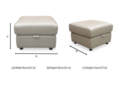 'Sloane' Cat-40/08 Oyster Leather Storage Footstool