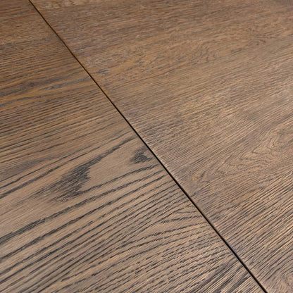 ‘Mars’ Dark Oak Solid Oak Raw Edge 180cm Dining Table with Metal Star Base + Double Extension Leaf