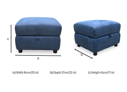 World of Leather 'Hollywood' Bfa-Blj-R10 Blue Fabric Storage Footstool