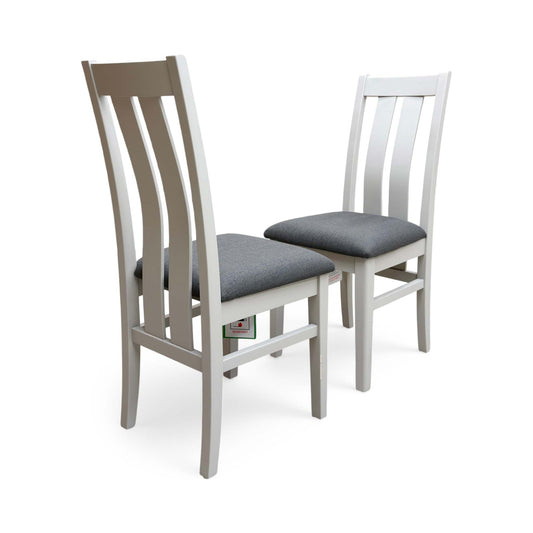 Furnitureland ‘Hamilton’ Dark Grey Upholstery High Back Wooden Slat Back Dining Chair - Set of 2