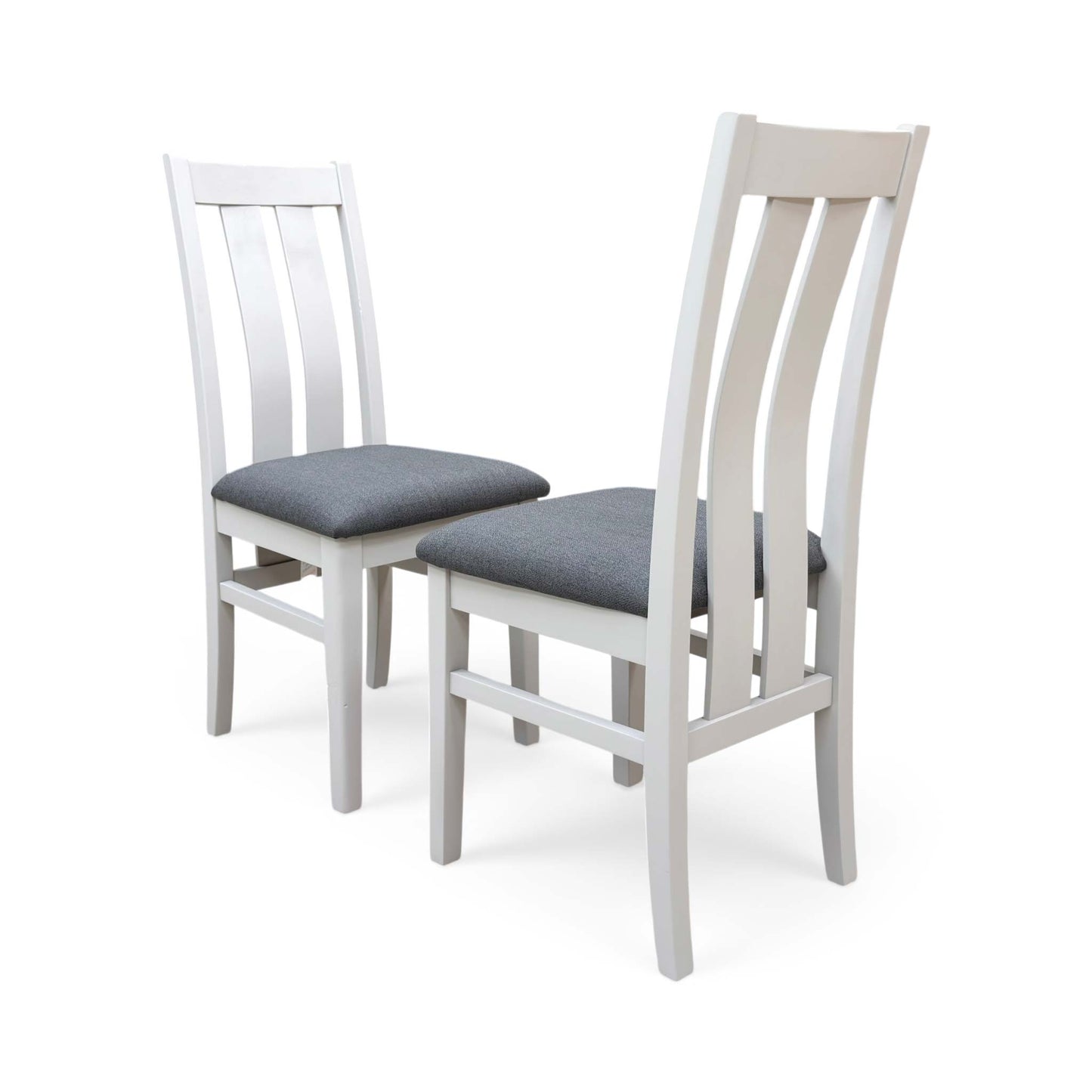 Furnitureland ‘Hamilton’ Dark Grey Upholstery High Back Wooden Slat Back Dining Chair - Set of 2