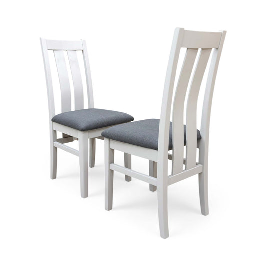 Furnitureland ‘Hamilton’ Dark Grey Upholstery High Back Wooden Slat Back Dining Chair - Set of 2