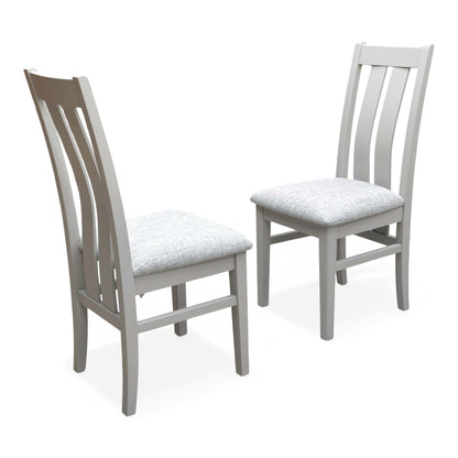 Furnitureland ‘Hamilton’ Light Grey Upholstery High Back Wooden Slat Back Dining Chair - Set of 2