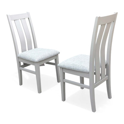 Furnitureland ‘Hamilton’ Light Grey Upholstery High Back Wooden Slat Back Dining Chair - Set of 2