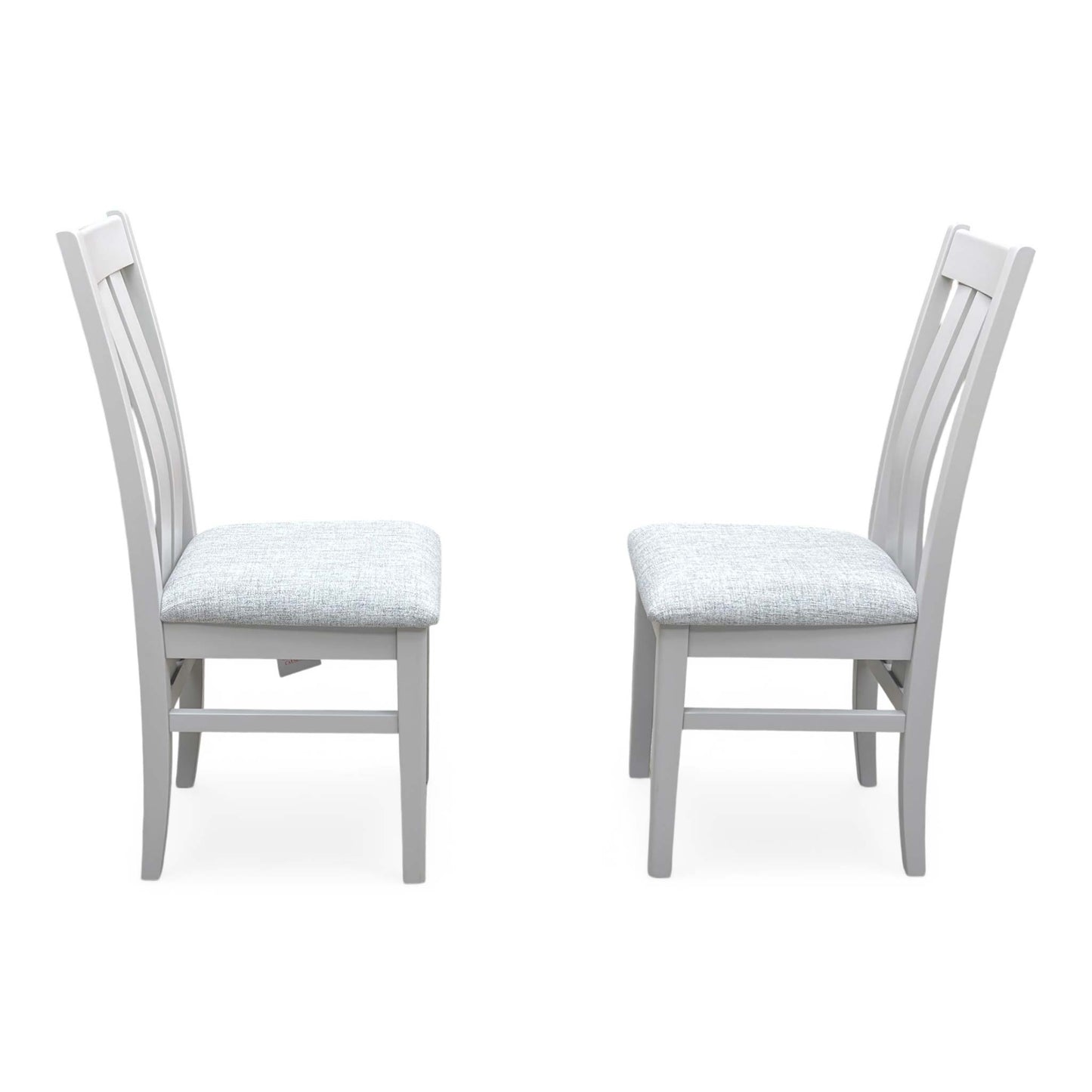 Furnitureland ‘Hamilton’ Light Grey Upholstery High Back Wooden Slat Back Dining Chair - Set of 2