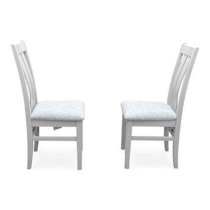 Furnitureland ‘Hamilton’ Light Grey Upholstery High Back Wooden Slat Back Dining Chair - Set of 2