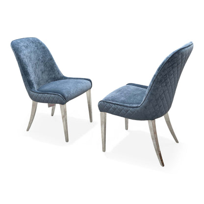'Gabana' Blue Velvet Fixed Dining Chair - Set of 2