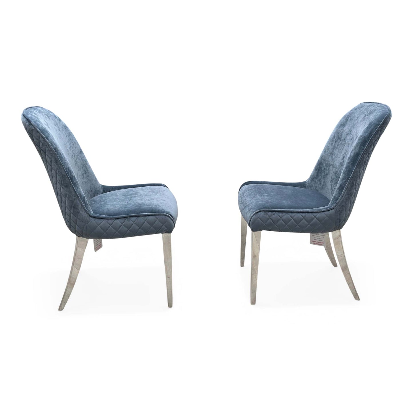 'Gabana' Blue Velvet Fixed Dining Chair - Set of 2