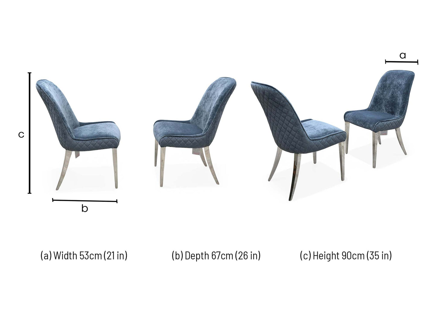 'Gabana' Blue Velvet Fixed Dining Chair - Set of 2