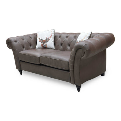 ‘Gosford’ Texas Brown 100% Italian Leather 2 Seater Chesterfield Sofa