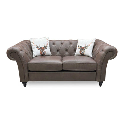 ‘Gosford’ Texas Brown 100% Italian Leather 2 Seater Chesterfield Sofa