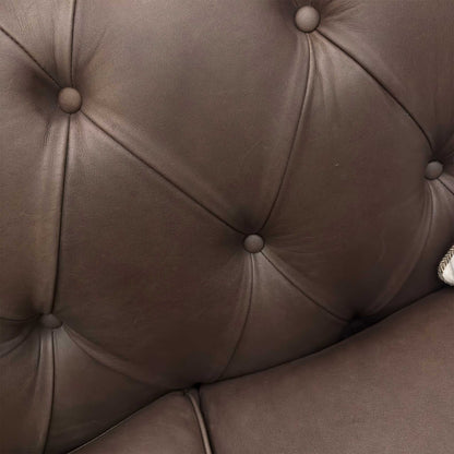 ‘Gosford’ Texas Brown 100% Italian Leather 2 Seater Chesterfield Sofa