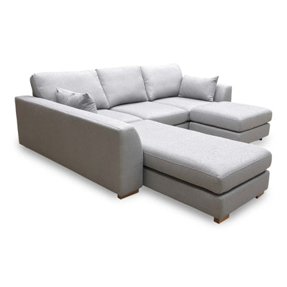 'Calix' Grey Calix Boucle Fabric Left Hand Facing 3 Piece Swivel Sofa Bed Chaise Sofa