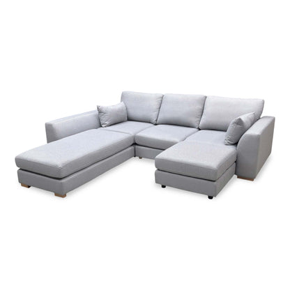 'Calix' Grey Calix Boucle Fabric Left Hand Facing 3 Piece Swivel Sofa Bed Chaise Sofa
