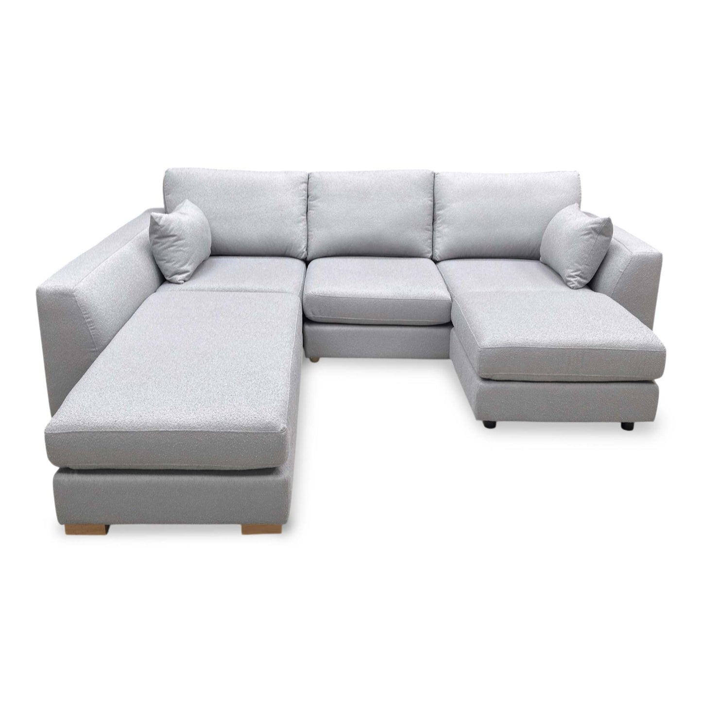 'Calix' Grey Calix Boucle Fabric Left Hand Facing 3 Piece Swivel Sofa Bed Chaise Sofa
