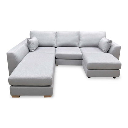 'Calix' Grey Calix Boucle Fabric Left Hand Facing 3 Piece Swivel Sofa Bed Chaise Sofa