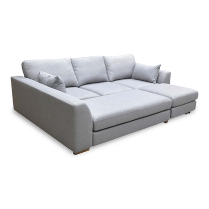 'Calix' Grey Calix Boucle Fabric Left Hand Facing 3 Piece Swivel Sofa Bed Chaise Sofa