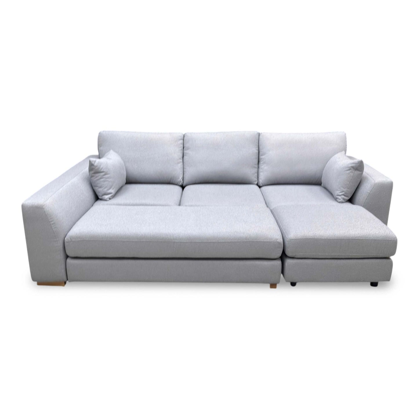 'Calix' Grey Calix Boucle Fabric Left Hand Facing 3 Piece Swivel Sofa Bed Chaise Sofa
