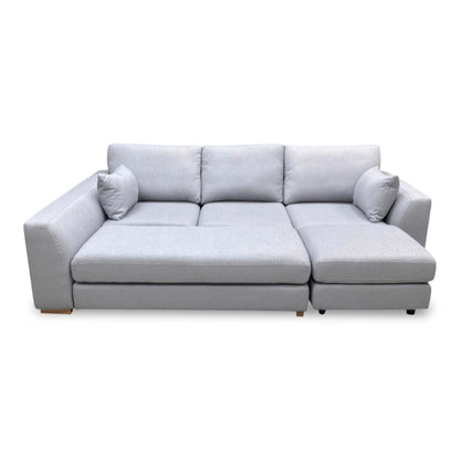 'Calix' Grey Calix Boucle Fabric Left Hand Facing 3 Piece Swivel Sofa Bed Chaise Sofa