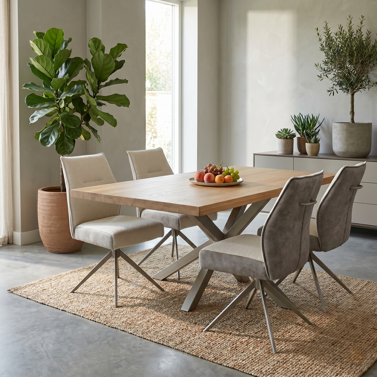 'Mirage' Neutral Fabric Swivel Dining Armless Chairs - Set of 4